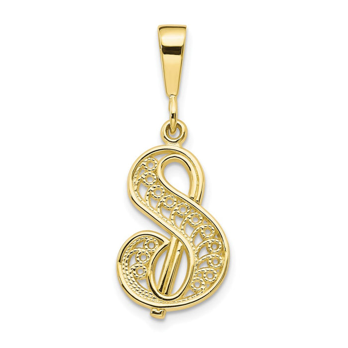 Million Charms 10K Yellow Gold Themed Alphabet Letter Initial S Charm