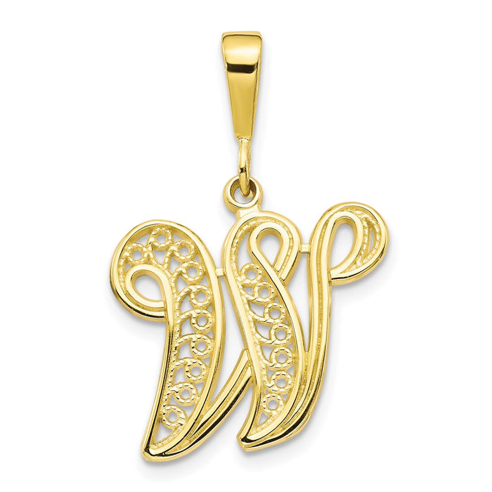 Million Charms 10K Yellow Gold Themed Alphabet Letter Initial W Charm