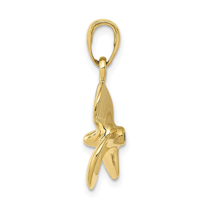 Million Charms 10K Yellow Gold Themed Polished 3-Dimensional Propeller Pendant