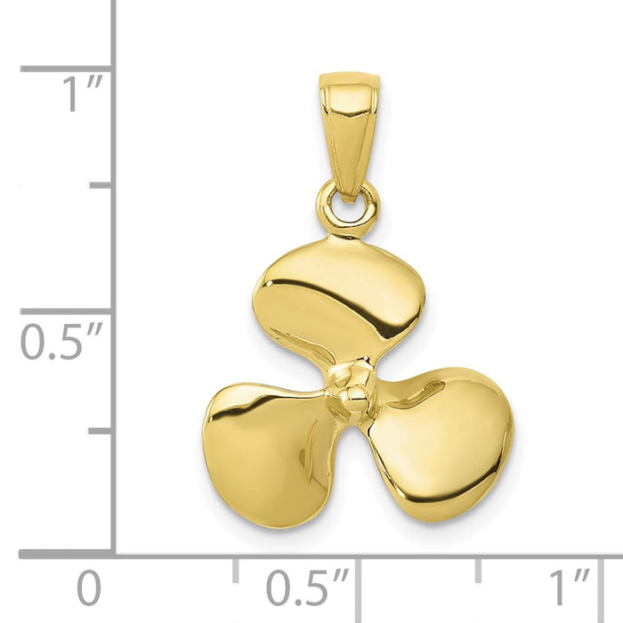 Million Charms 10K Yellow Gold Themed Polished 3-Dimensional Propeller Pendant