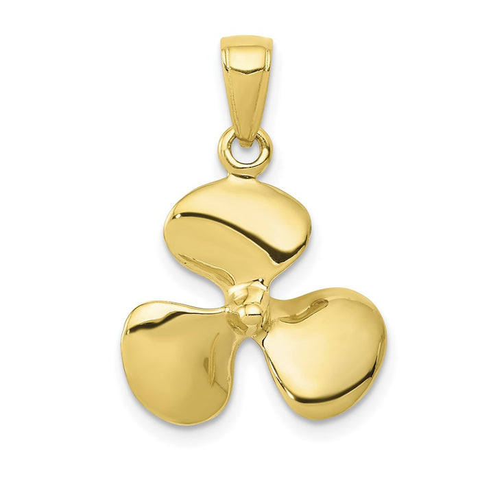 Million Charms 10K Yellow Gold Themed Polished 3-Dimensional Propeller Pendant