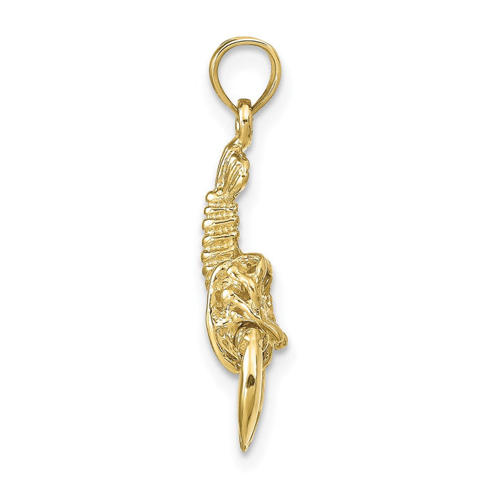 Million Charms 10K Yellow Gold Themed 3-D Moveable Lobster Pendant