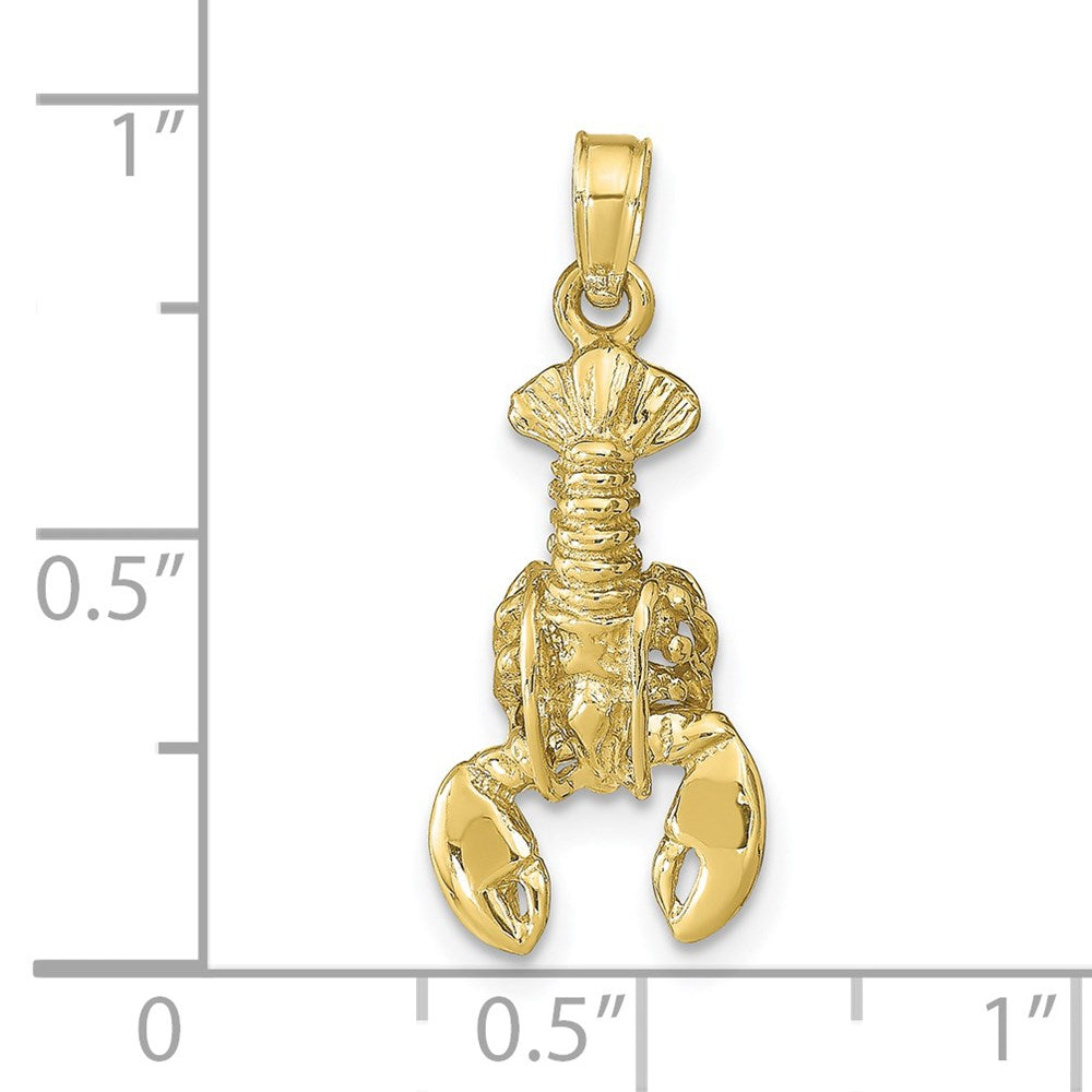 Million Charms 10K Yellow Gold Themed 3-D Moveable Lobster Pendant