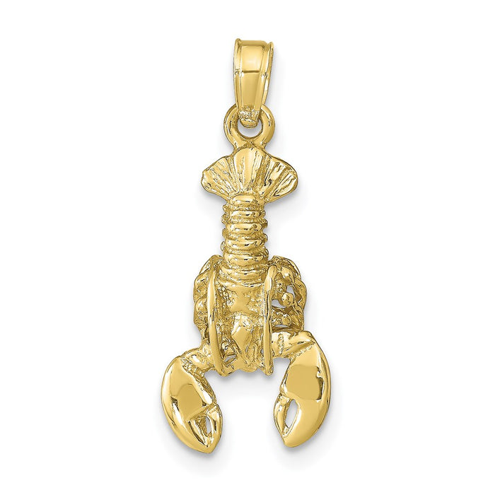 Million Charms 10K Yellow Gold Themed 3-D Moveable Lobster Pendant