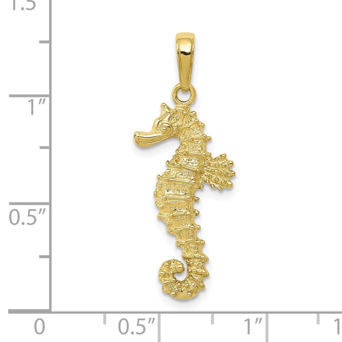 Million Charms 10K Yellow Gold Themed Nautical Seahorse Pendant