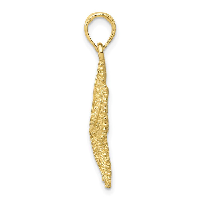 Million Charms 10K Yellow Gold Themed Polished Open-Backed Nautical Starfish Pendant