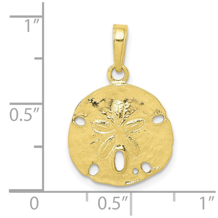 Million Charms 10K Yellow Gold Themed Polished Sand Dollar Pendant