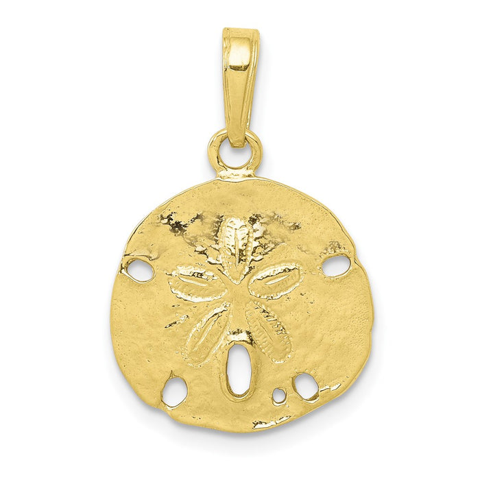 Million Charms 10K Yellow Gold Themed Polished Sand Dollar Pendant