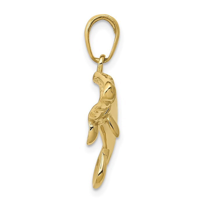 Million Charms 10K Yellow Gold Themed Solid Polished Manatee Pendant