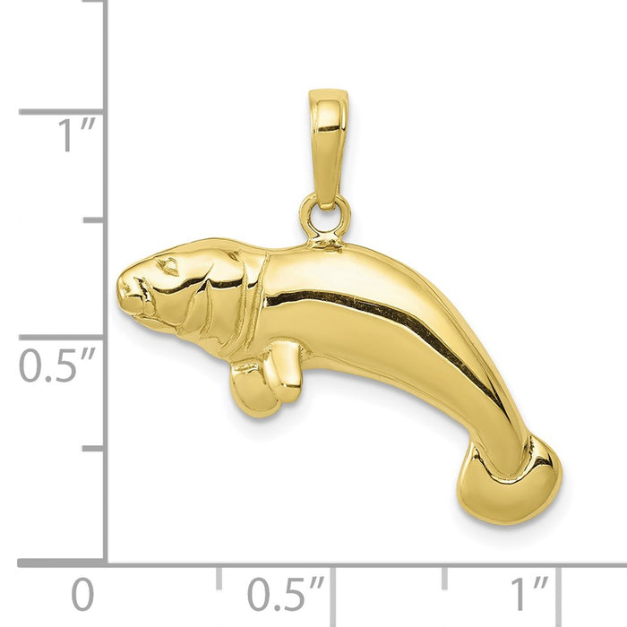 Million Charms 10K Yellow Gold Themed Solid Polished Manatee Pendant