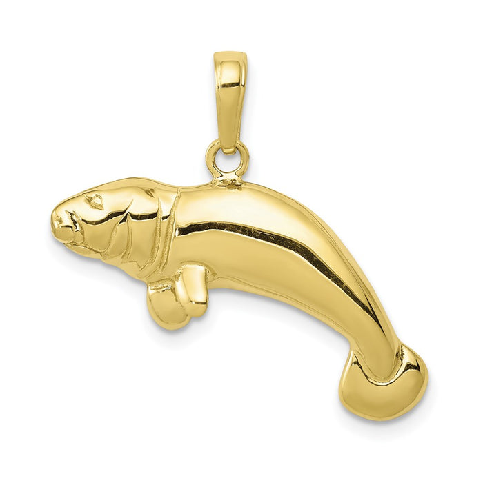 Million Charms 10K Yellow Gold Themed Solid Polished Manatee Pendant