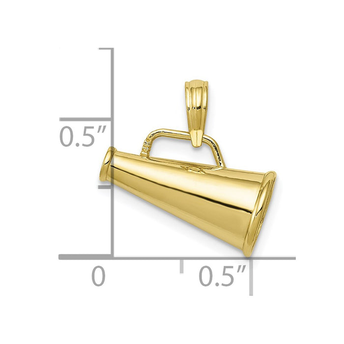 Million Charms 10K Yellow Gold Themed Polished 3-D Small Megaphone Pendant