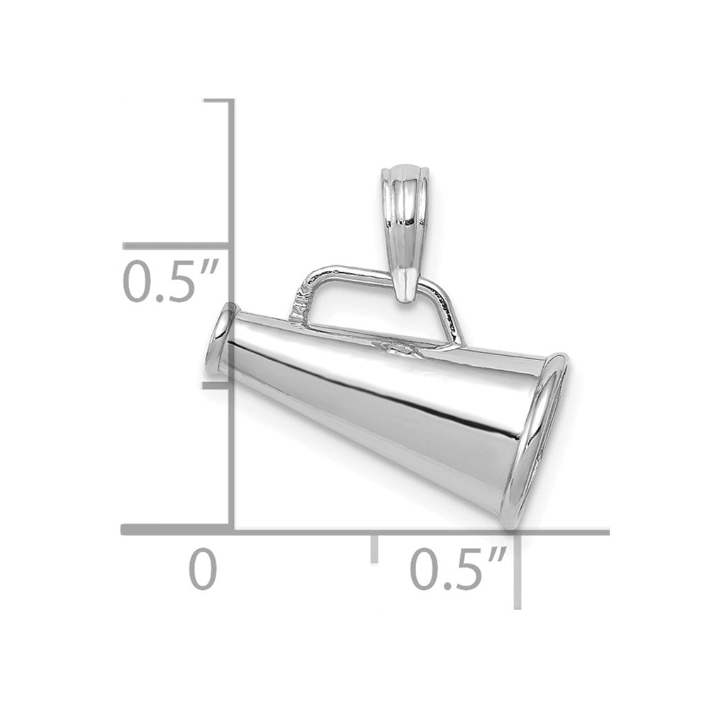 Million Charms 10K White Gold Themed Polished 3-D Small Megaphone Pendant
