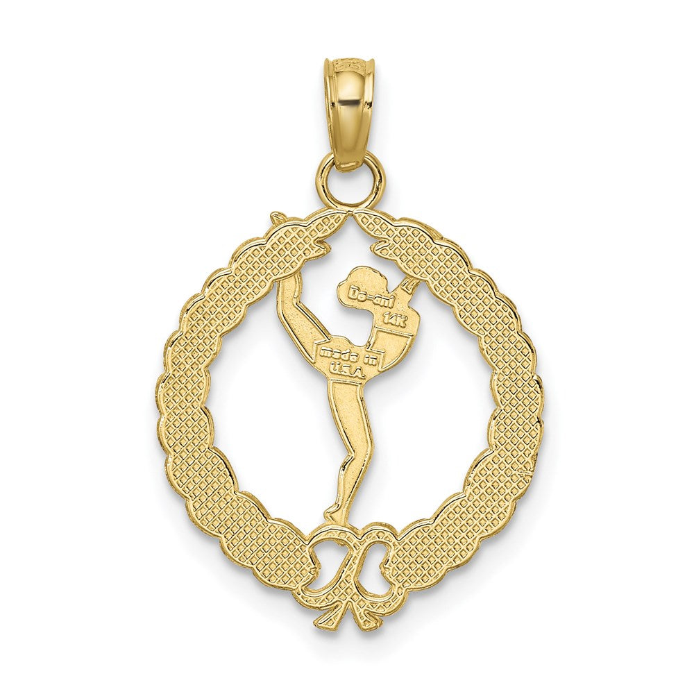 Million Charms 10K Yellow Gold Themed Solid Polished Framed Gymnast Pendant