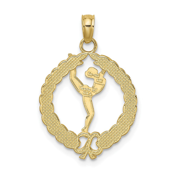Million Charms 10K Yellow Gold Themed Solid Polished Framed Gymnast Pendant