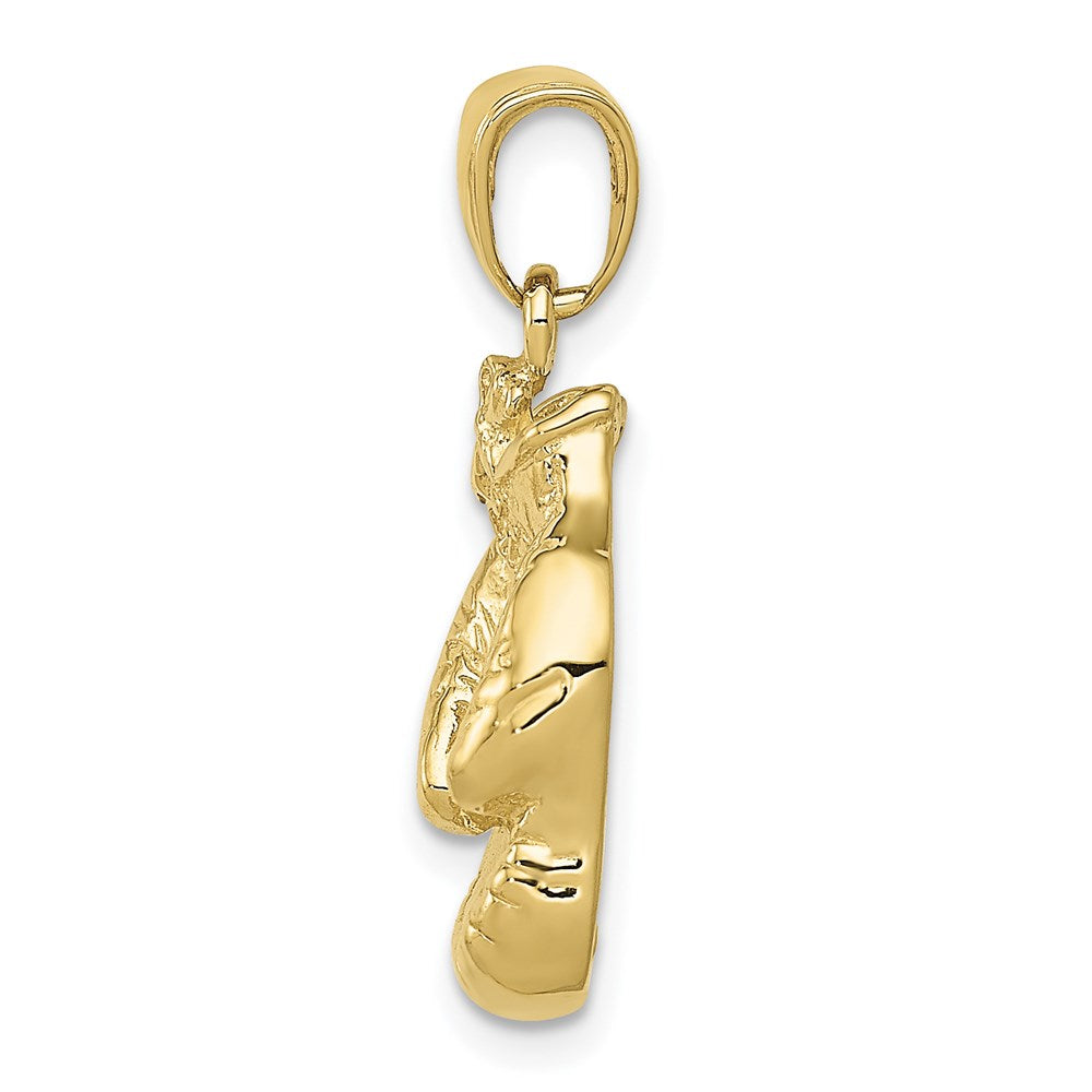 Million Charms 10K Yellow Gold Themed Solid Polished Open-Backed Sports Boxing Gloves Pendant