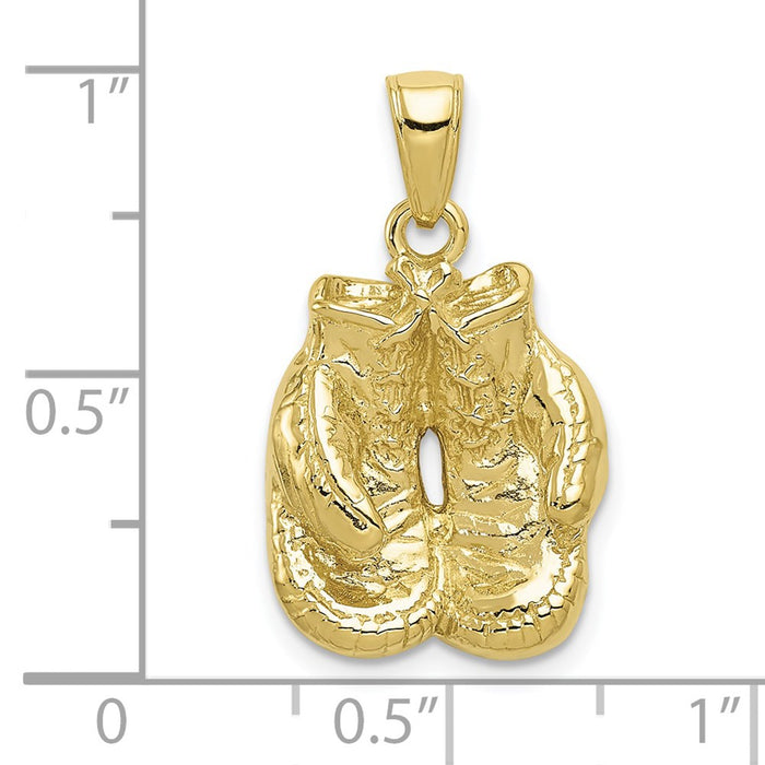 Million Charms 10K Yellow Gold Themed Solid Polished Open-Backed Sports Boxing Gloves Pendant