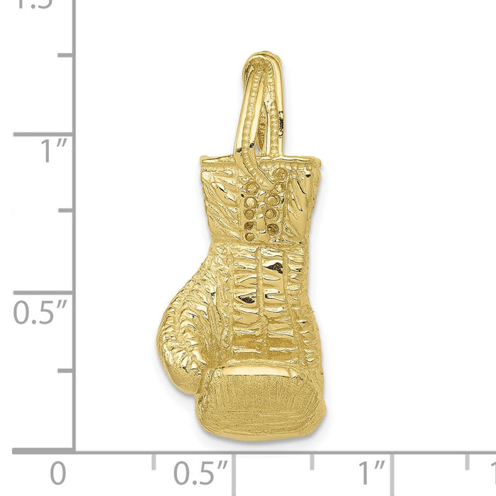 Million Charms 10K Yellow Gold Themed Hollow Polished 3-Dimensional Sports Boxing Glove Pendant