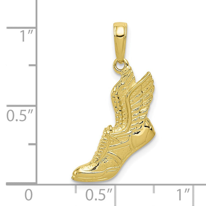 Million Charms 10K Yellow Gold Themed Polished Running Shoe Pendant