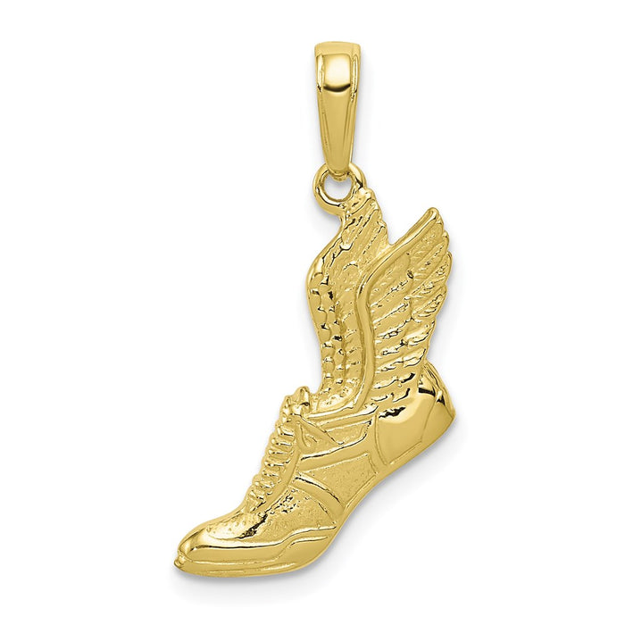 Million Charms 10K Yellow Gold Themed Polished Running Shoe Pendant