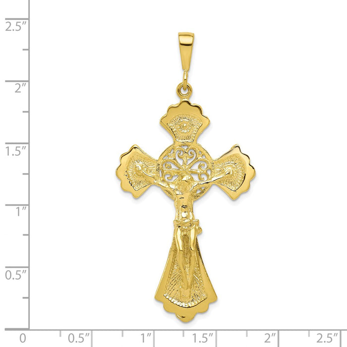 Million Charms 10K Yellow Gold Themed Relgious Crucifix Charm