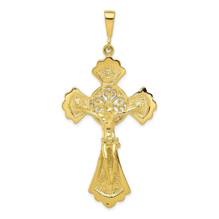 Million Charms 10K Yellow Gold Themed Relgious Crucifix Charm