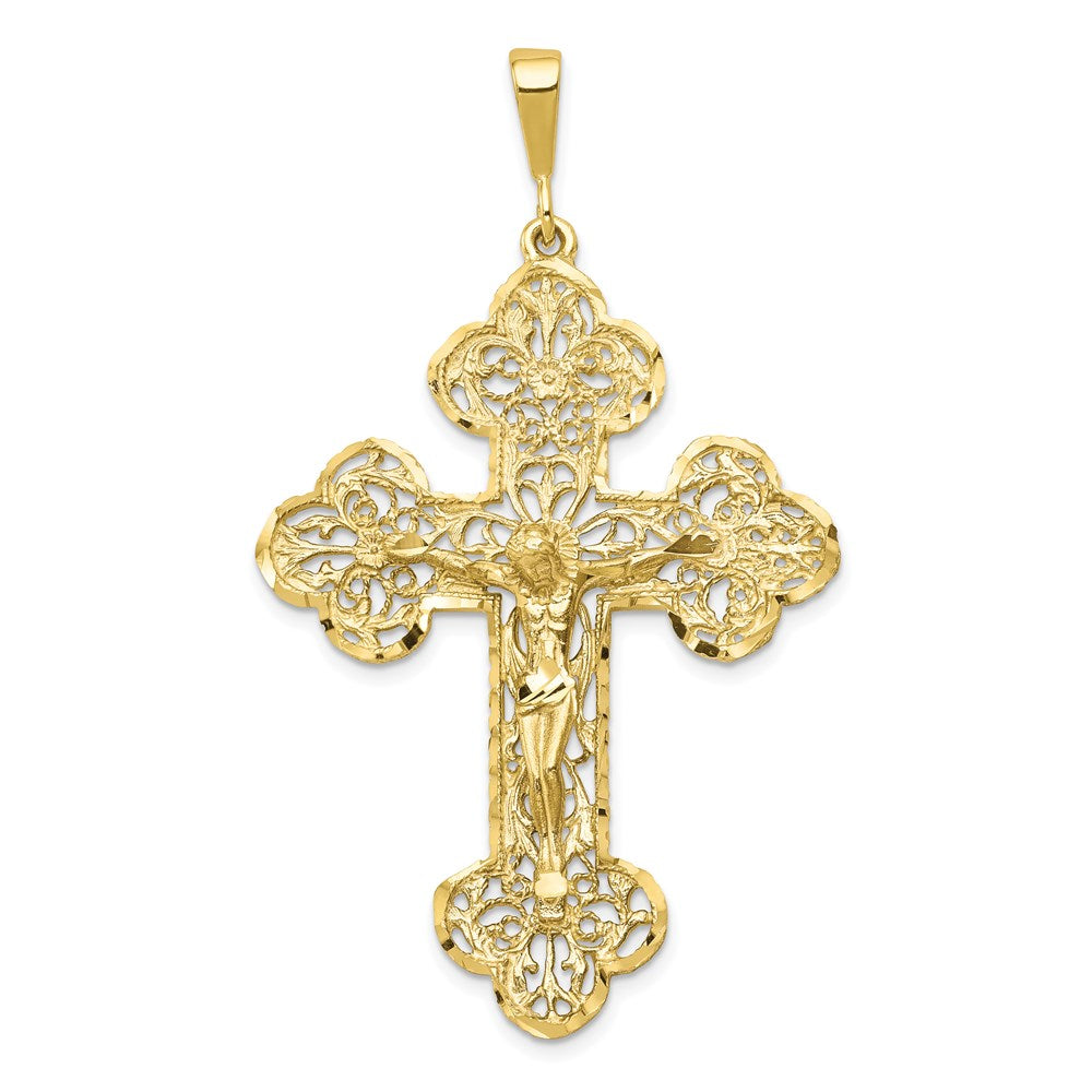 Million Charms 10K Yellow Gold Themed Relgious Crucifix Charm