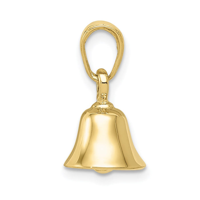 Million Charms 10K Yellow Gold Themed 3-D Moveable Bell Pendant