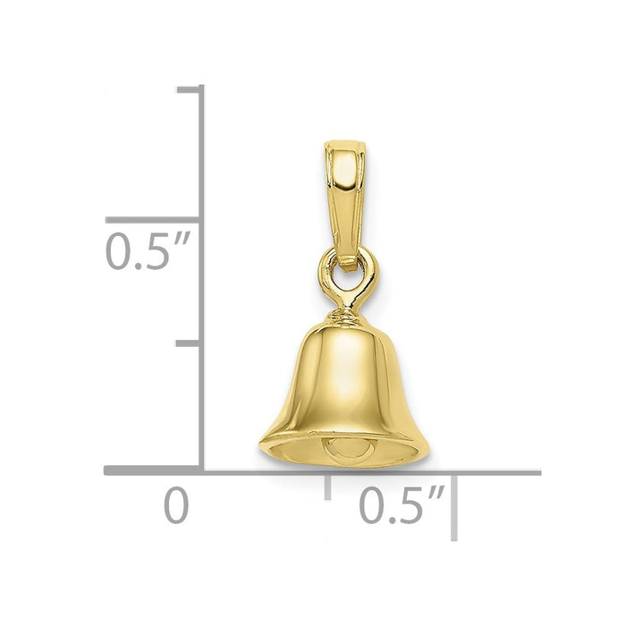 Million Charms 10K Yellow Gold Themed 3-D Moveable Bell Pendant