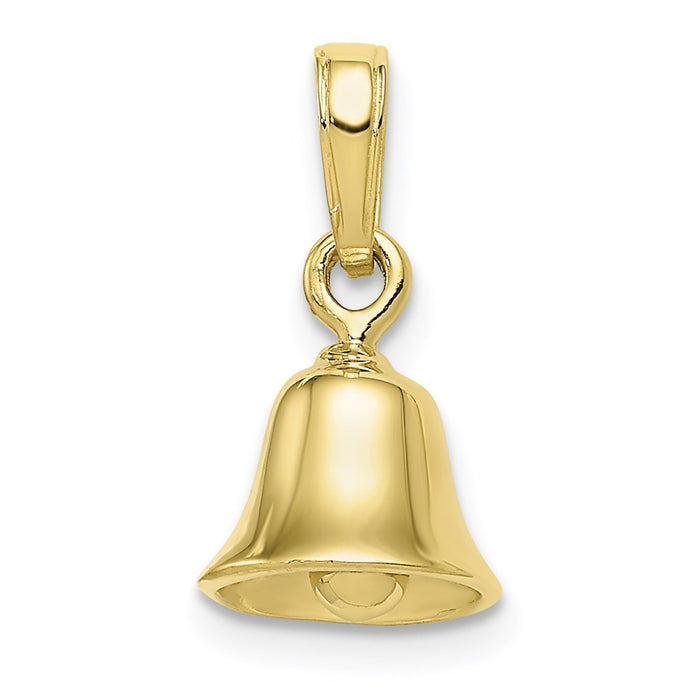 Million Charms 10K Yellow Gold Themed 3-D Moveable Bell Pendant