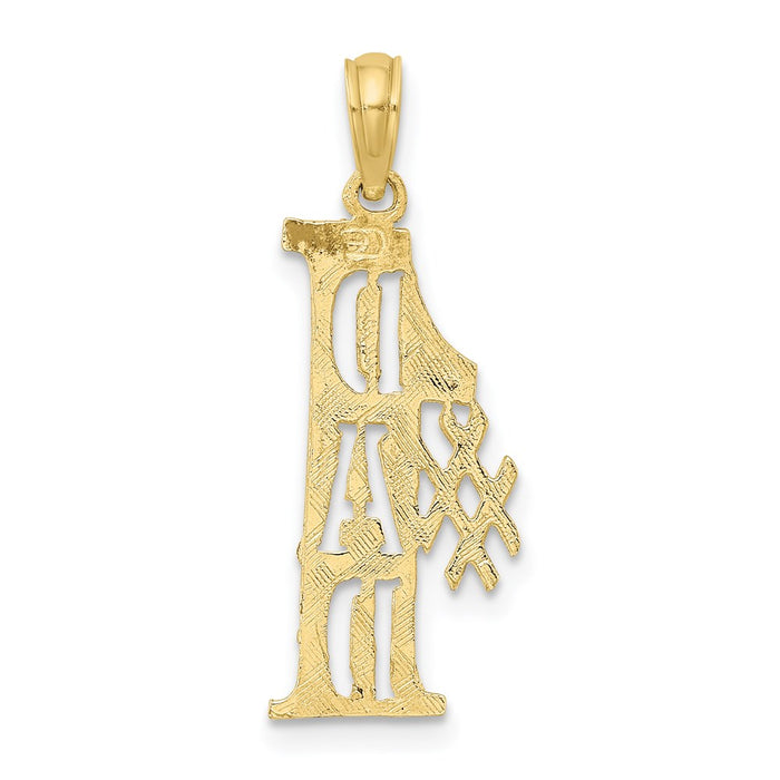 Million Charms 10K Yellow Gold Themed #1 Dad Cut-Out Vertical Pendant
