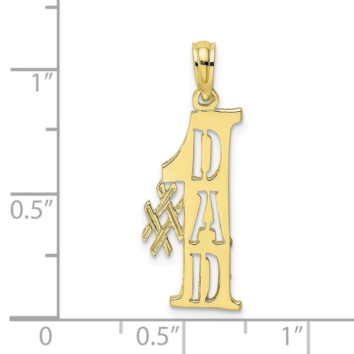 Million Charms 10K Yellow Gold Themed #1 Dad Cut-Out Vertical Pendant