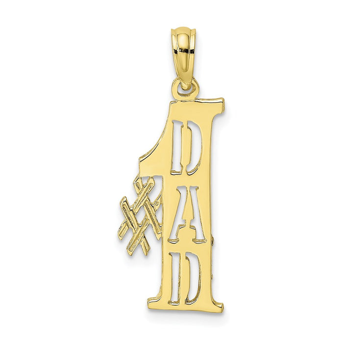 Million Charms 10K Yellow Gold Themed #1 Dad Cut-Out Vertical Pendant