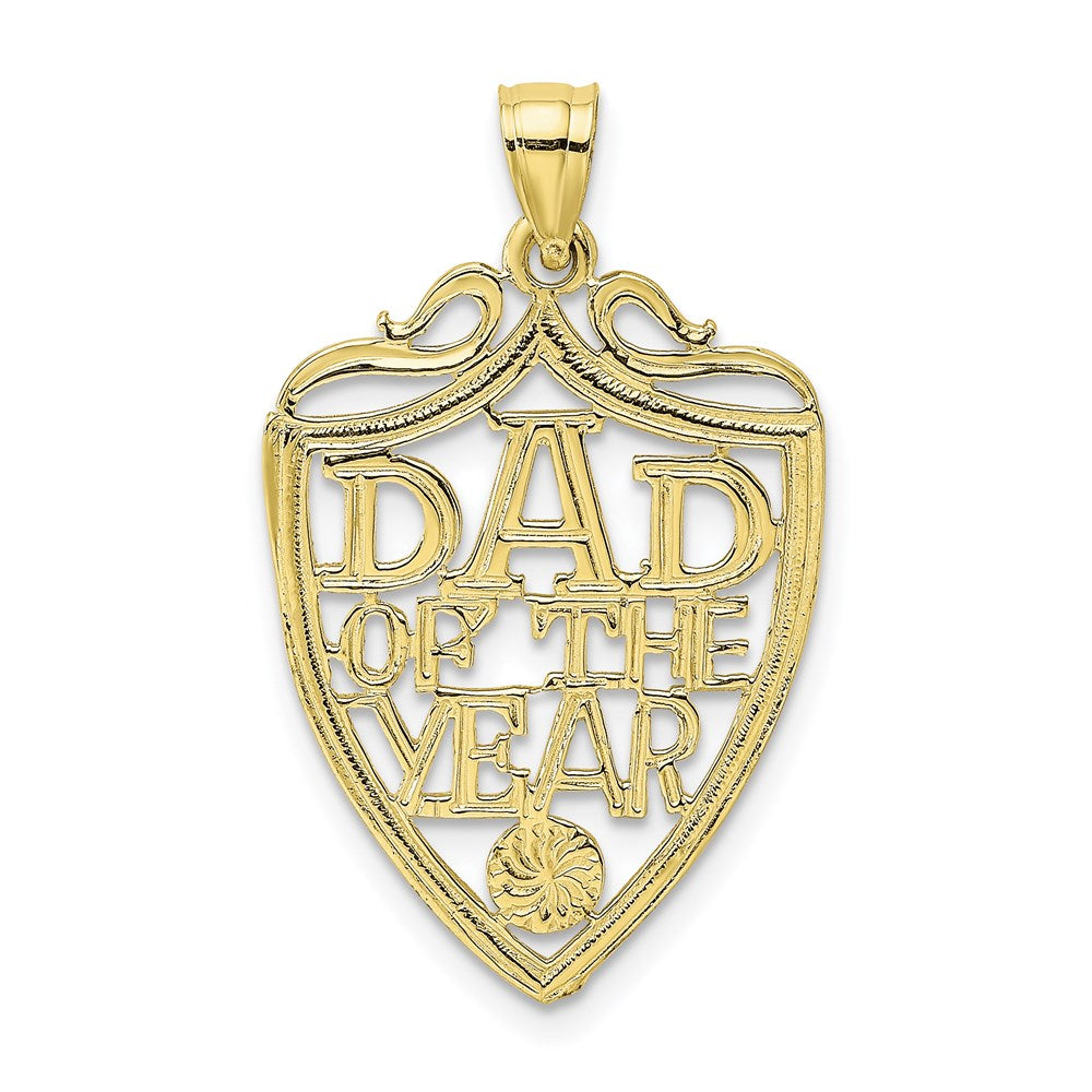 Million Charms 10K Yellow Gold Themed Dad Of The Year Plaque Pendant