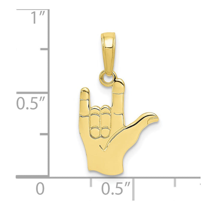 Million Charms 10K Yellow Gold Themed I Love You Hand/ Sign Language Pendant
