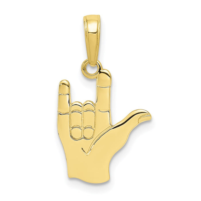 Million Charms 10K Yellow Gold Themed I Love You Hand/ Sign Language Pendant