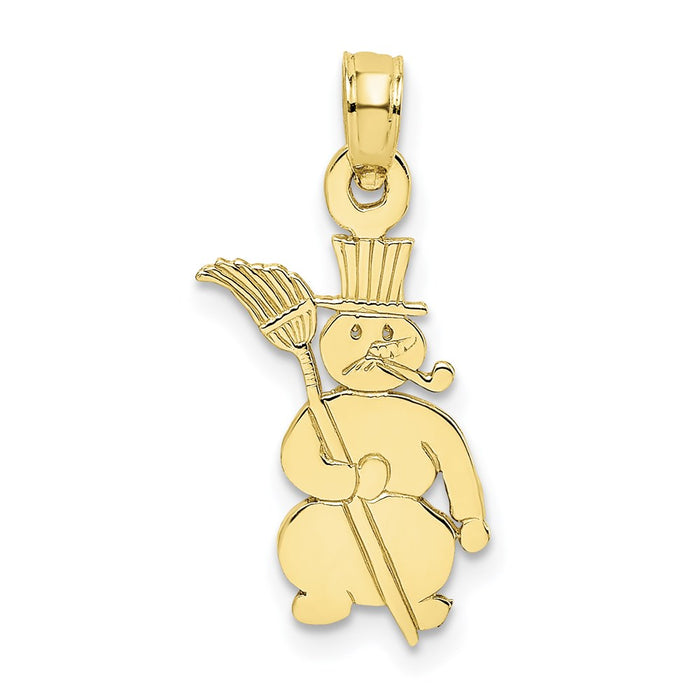 Million Charms 10K Yellow Gold Themed Polished Snowman Pendant