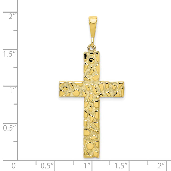 Million Charms 10K Yellow Gold Themed Polished Nugget Relgious Cross Pendant