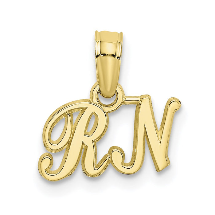 Million Charms 10K Yellow Gold Themed RN (Registered Nurse) Pendant