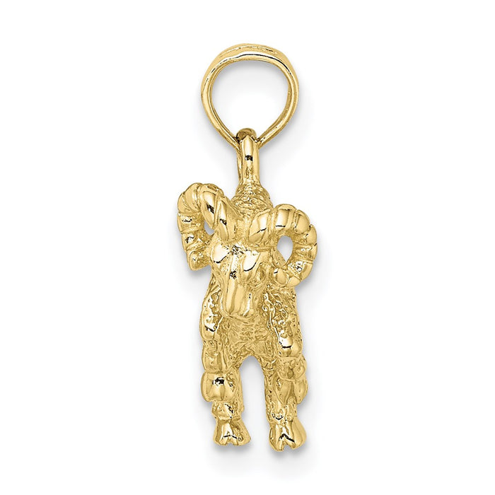 Million Charms 10K Yellow Gold Themed 3-D Aries Zodiac Pendant