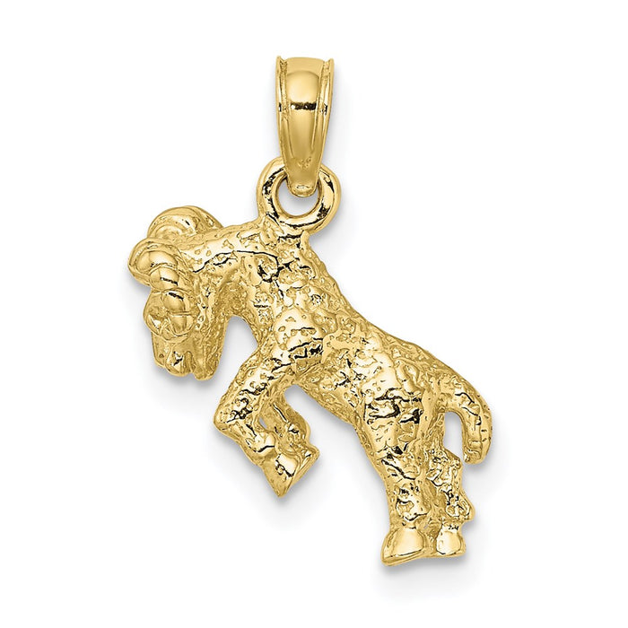 Million Charms 10K Yellow Gold Themed 3-D Aries Zodiac Pendant