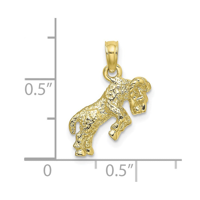 Million Charms 10K Yellow Gold Themed 3-D Aries Zodiac Pendant