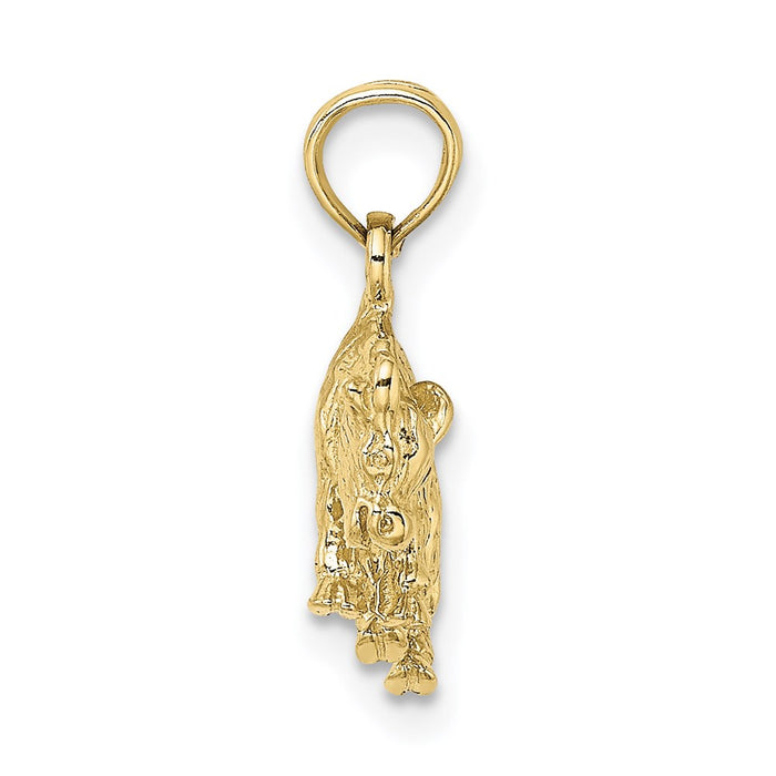 Million Charms 10K Yellow Gold Themed 3-D Taurus Zodiac Pendant