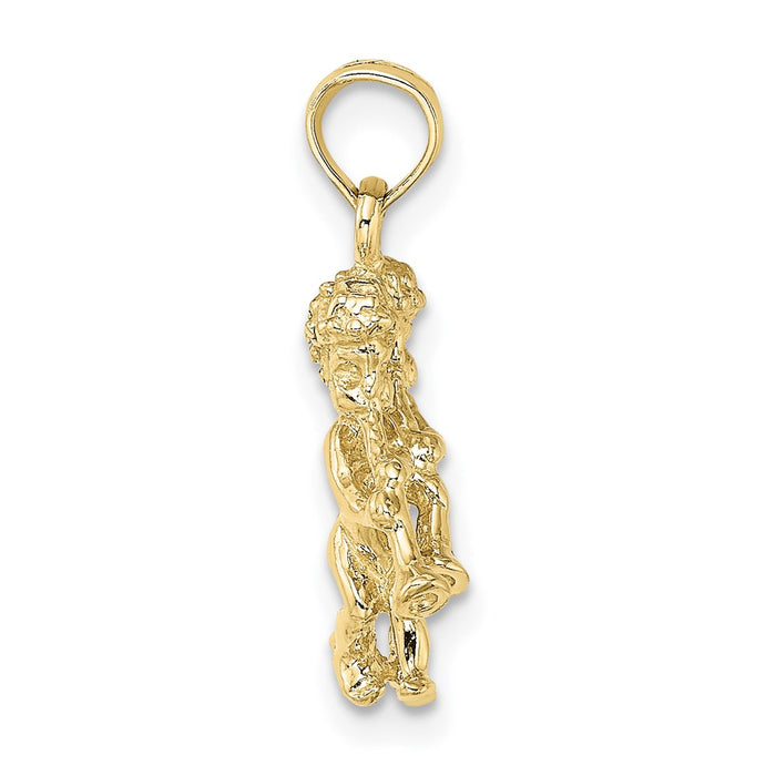 Million Charms 10K Yellow Gold Themed 3-D Gemini Zodiac Pendant