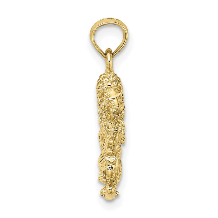 Million Charms 10K Yellow Gold Themed 3-D Leo Zodiac Pendant