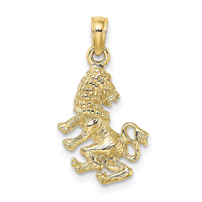 Million Charms 10K Yellow Gold Themed 3-D Leo Zodiac Pendant