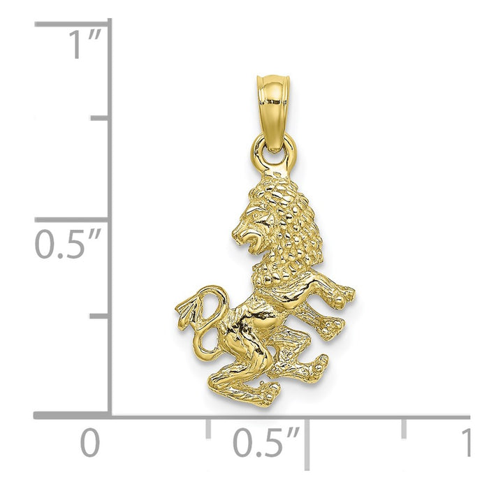 Million Charms 10K Yellow Gold Themed 3-D Leo Zodiac Pendant