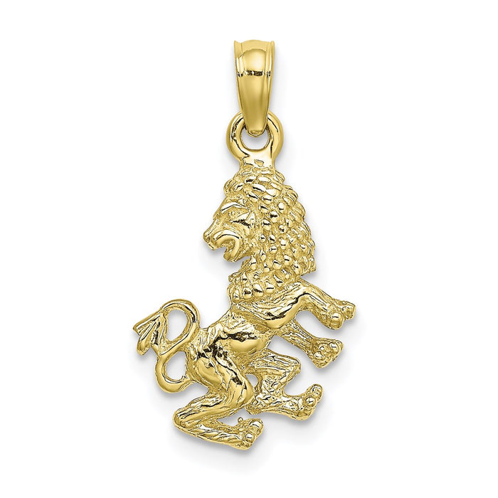 Million Charms 10K Yellow Gold Themed 3-D Leo Zodiac Pendant