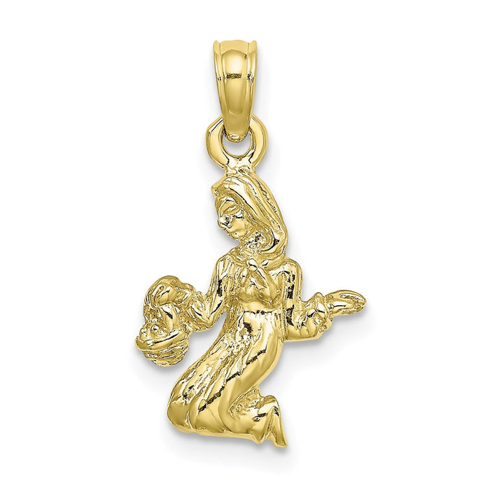 Million Charms 10K Yellow Gold Themed 3-D Virgo Zodiac Pendant