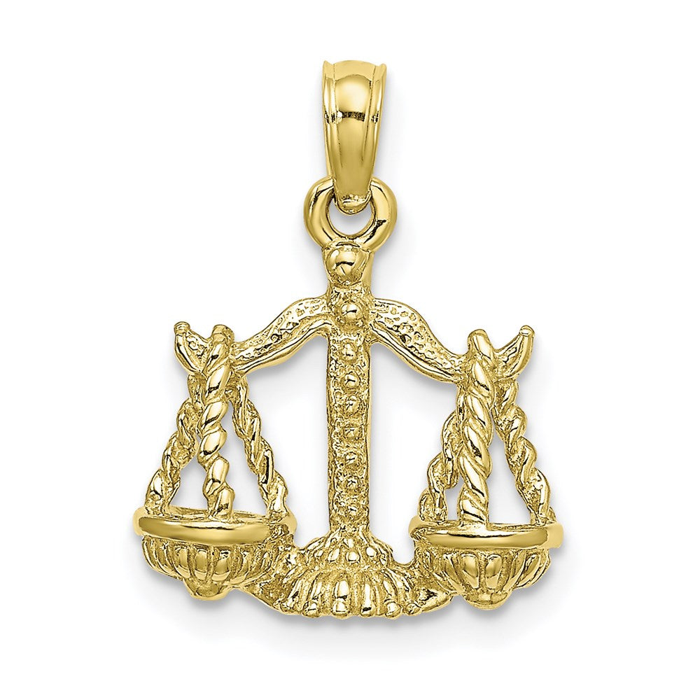 Million Charms 10K Yellow Gold Themed 3-D Libra Zodiac Pendant